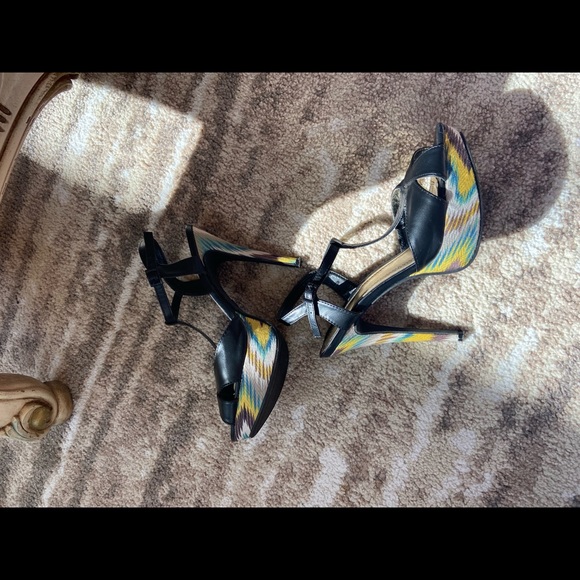 Anne Michelle 5 inch heel leather top & multicolor heel/ platform - size 9 - Picture 14 of 17